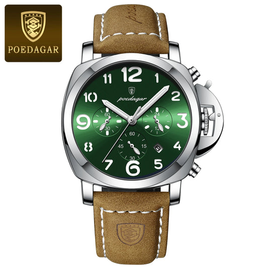 POEDAGAR Herren Quarzuhr – Chronograph,  Luminous Display & Edelstahlgehäuse