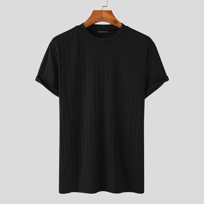 INCERUN Herren T-Shirt Einfarbig O-Ausschnitt Kurzarm Sommer Freizeit Männer